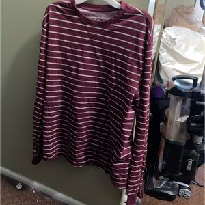 Deep red and white striped long sleeve old navy shirt